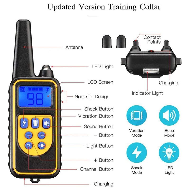 Collar de Adiestramiento Profesional con Mando a Distancia — IP67 Impermeable, 800m, Recargable - TrendyNova