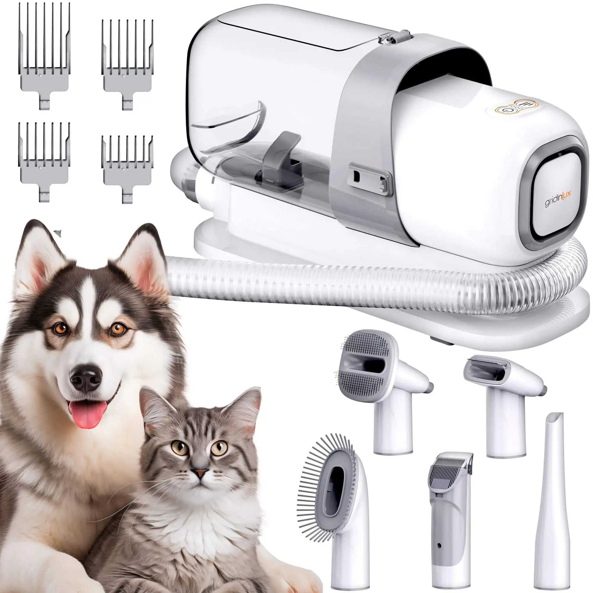 Kit de Aseo 3 en 1 para Mascotas — Cortadora, Cepillo y Aspiradora con Depósito 2.3L - TrendyNova
